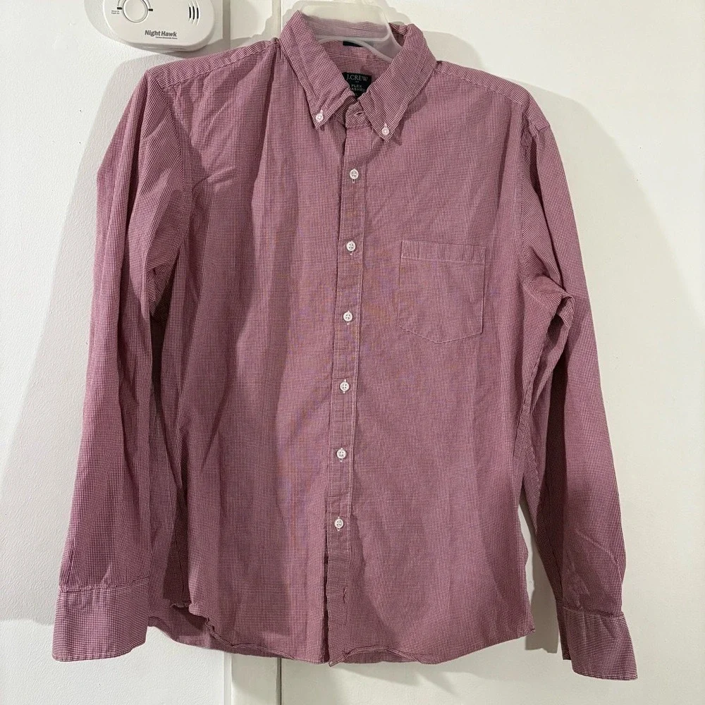 J. Crew Flex Cotton Blend Slim Fit Red Long Sleeve Button Down Men's Size XL
